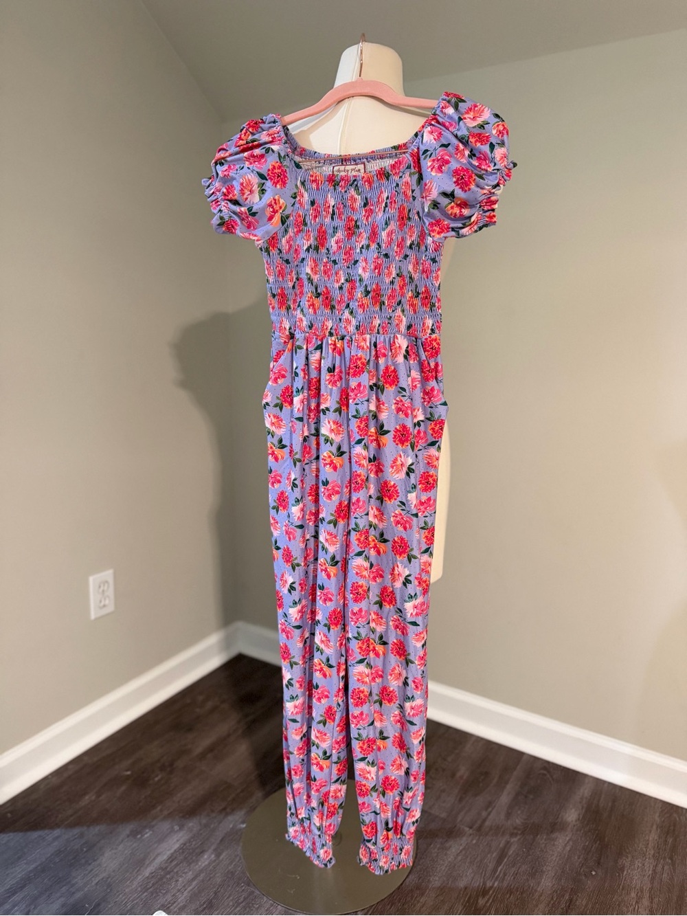 Cheeky Plum Jumper - Floral, Short Sleeve, Ruched, Jumpsuit, Girls